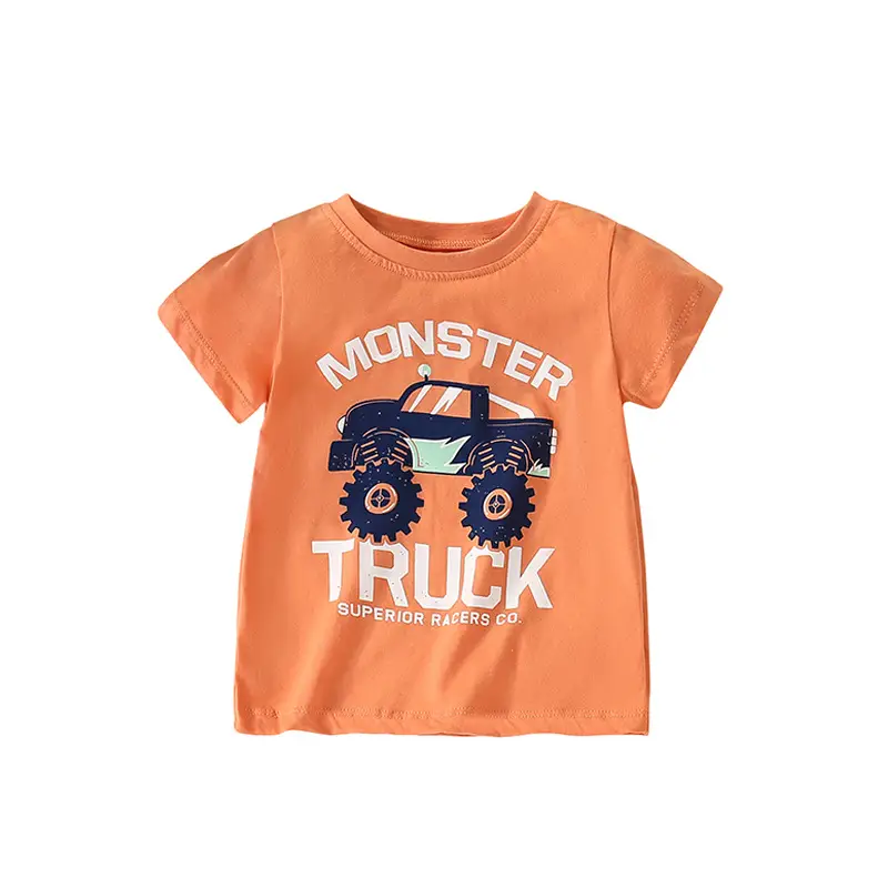 Kids Monster Truck T-Shirt Orange Cotton Boys - Image 5