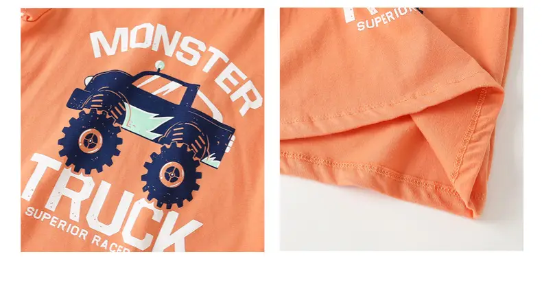 Kids Monster Truck T-Shirt Orange Cotton Boys — feature 11