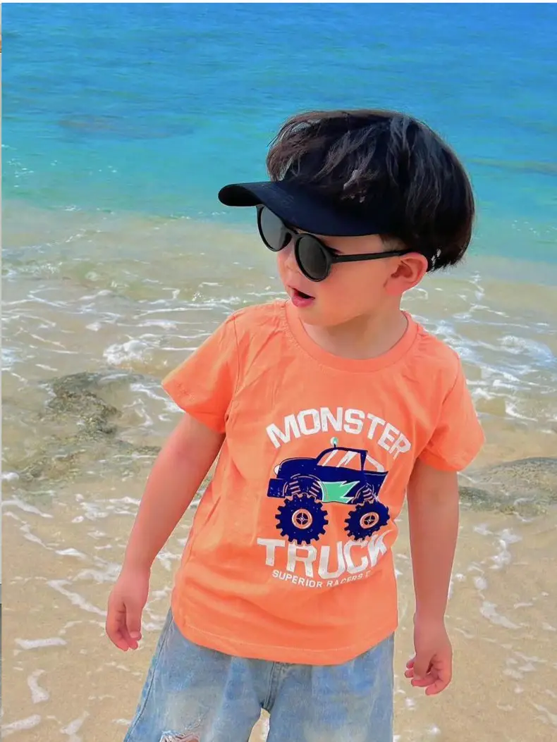Kids Monster Truck T-Shirt Orange Cotton Boys — feature 5