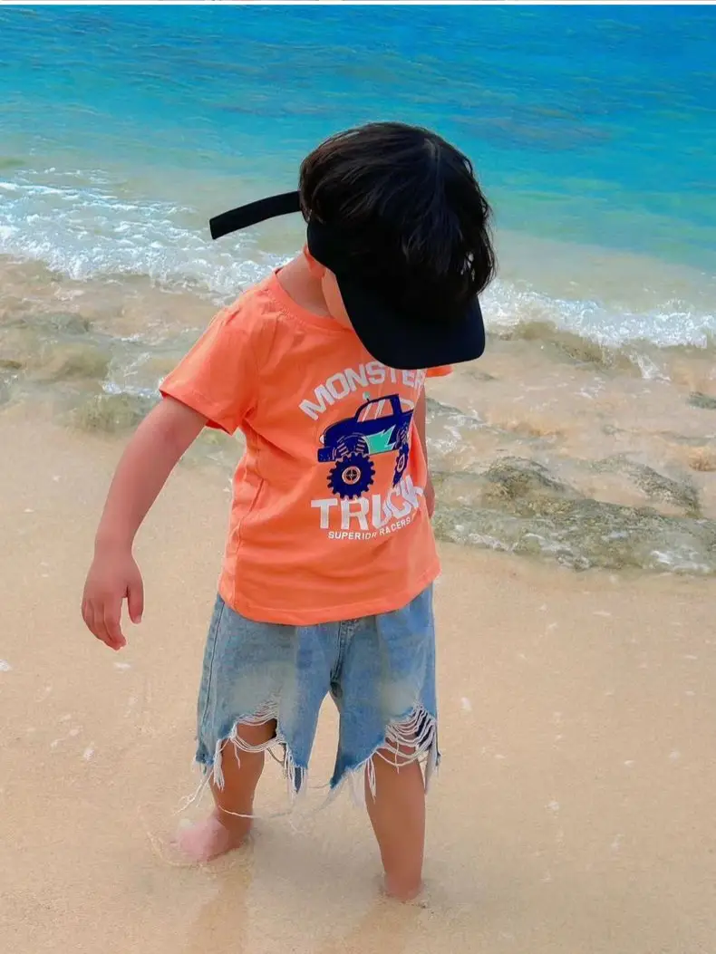 Kids Monster Truck T-Shirt Orange Cotton Boys — feature 6