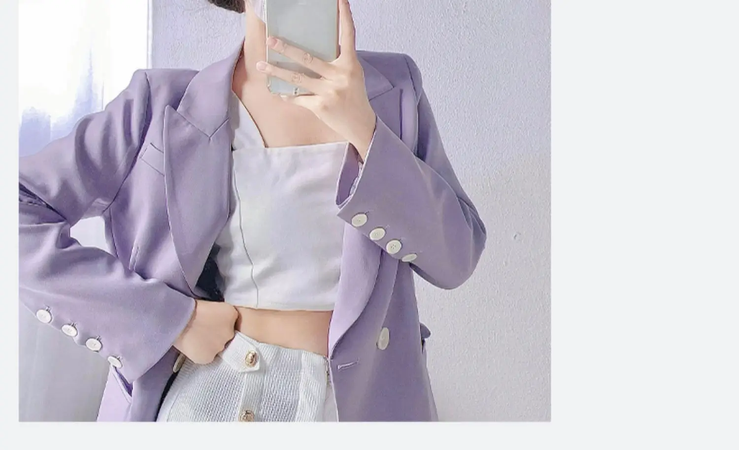 Women's Purple Peaked Cap with Tied High Ponytail — feature 24