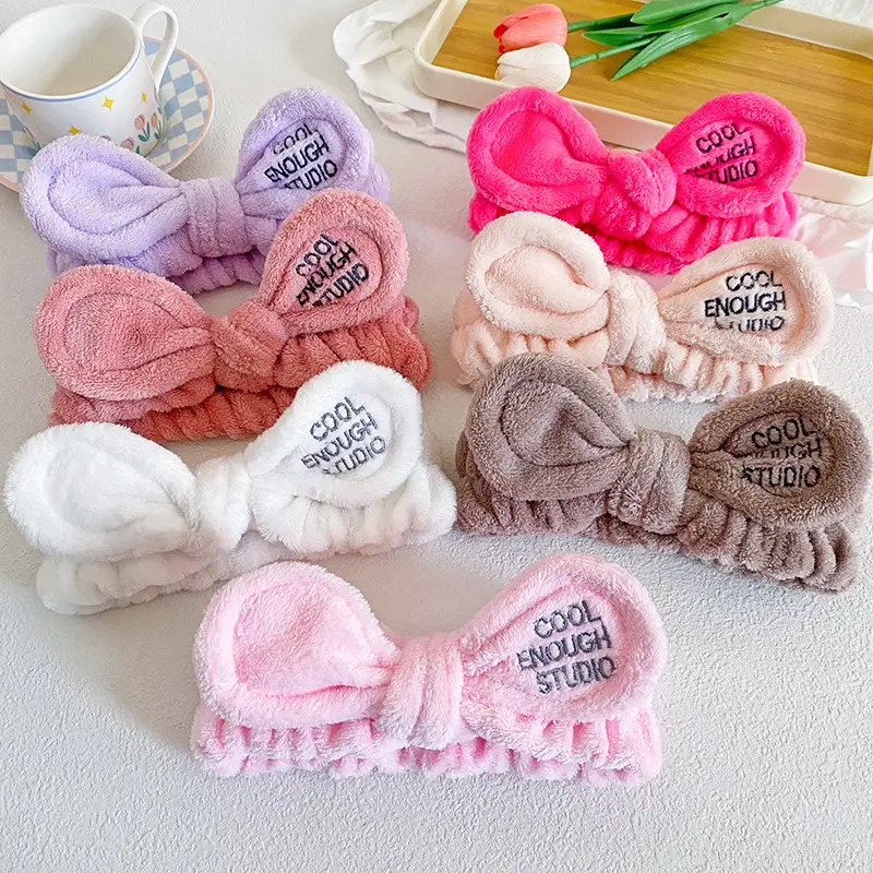 Pink Bow Hairband with Embroidered Letter Design