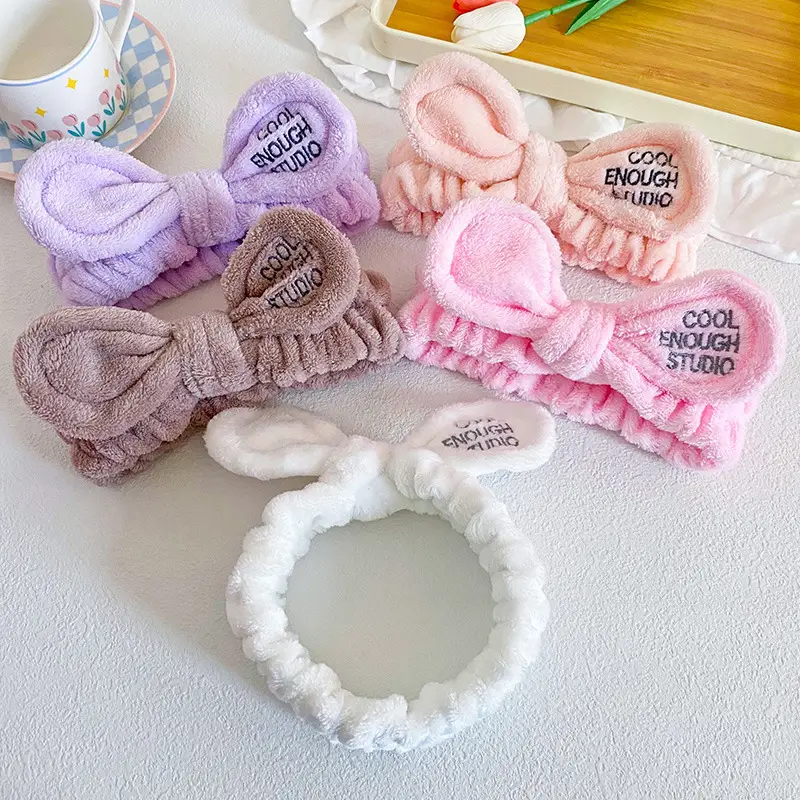 Pink Bow Hairband with Embroidered Letter Design