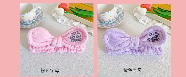 Pink Bow Hairband with Embroidered Letter Design — feature 13