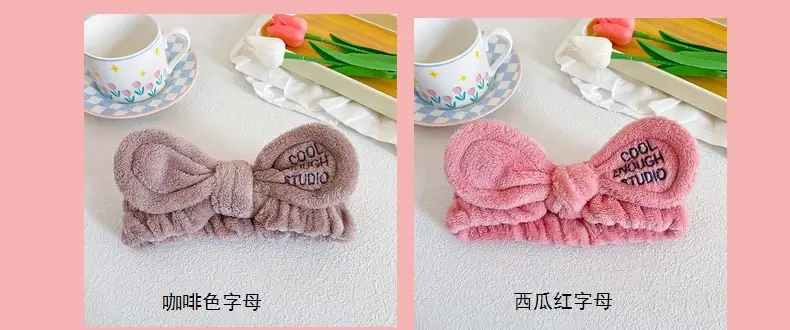 Pink Bow Hairband with Embroidered Letter Design — feature 14
