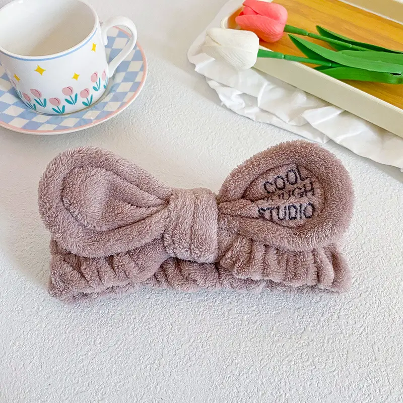 Pink Bow Hairband with Embroidered Letter Design