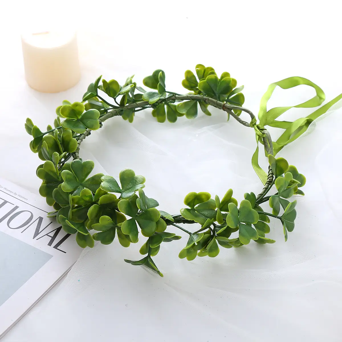 Green Clover Wreath Headband for St. Patrick's Day