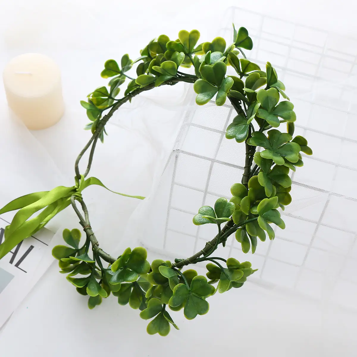 Green Clover Wreath Headband for St. Patrick's Day