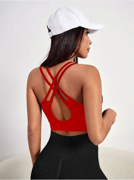Black Red Cross Strap Sports Bra for Women — feature 15