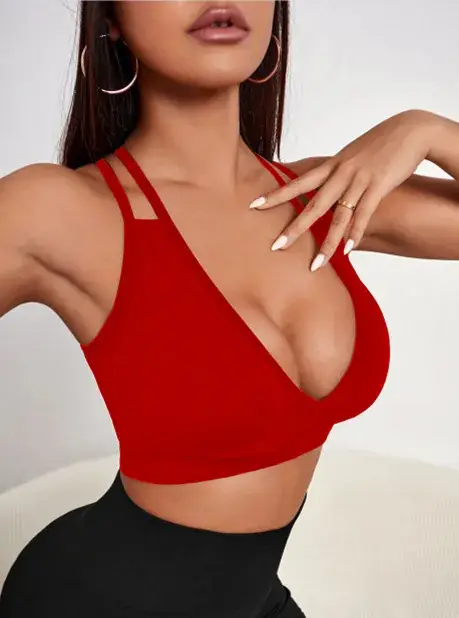 Black Red Cross Strap Sports Bra for Women — feature 17