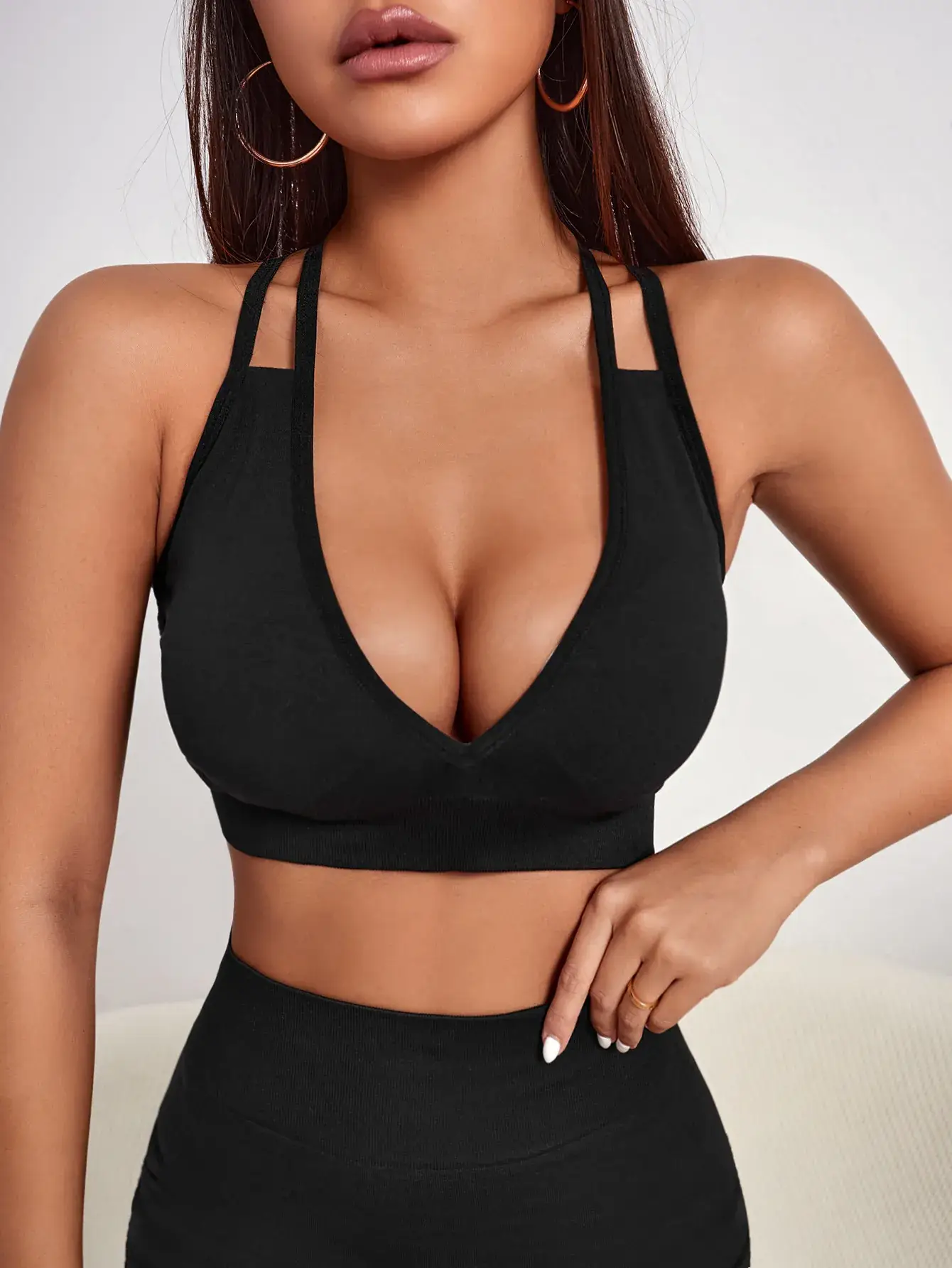 Black Red Cross Strap Sports Bra for Women — feature 5