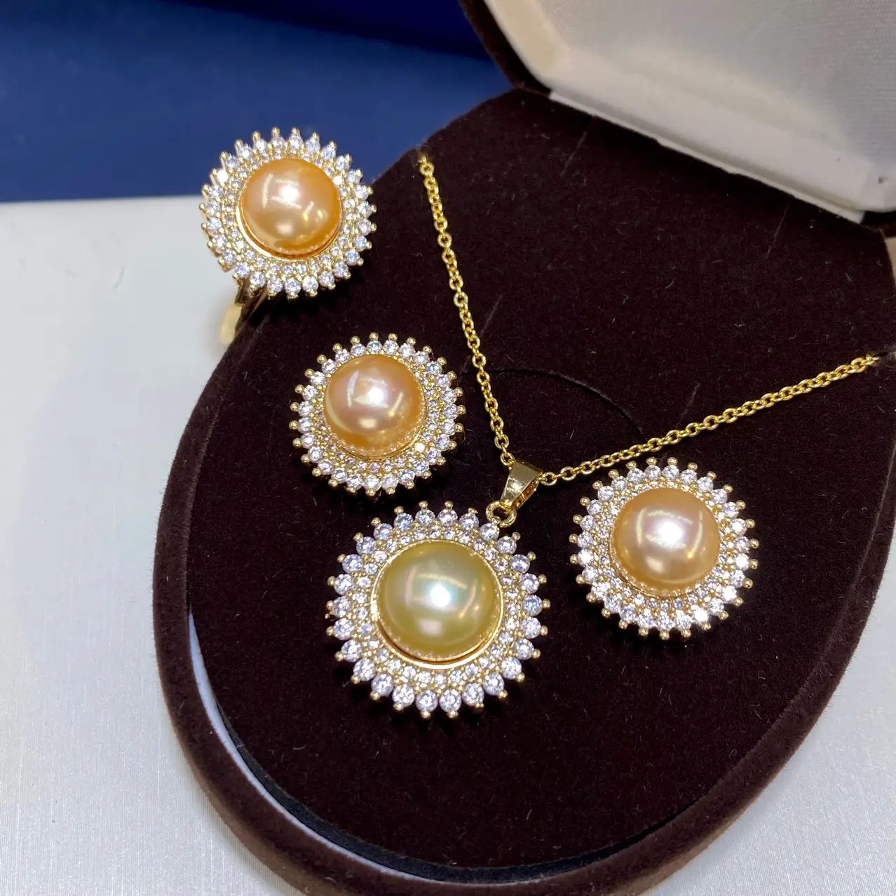 Freshwater Pearl Necklace Earrings Ring Pendant Set Sterling Silver - Image 2