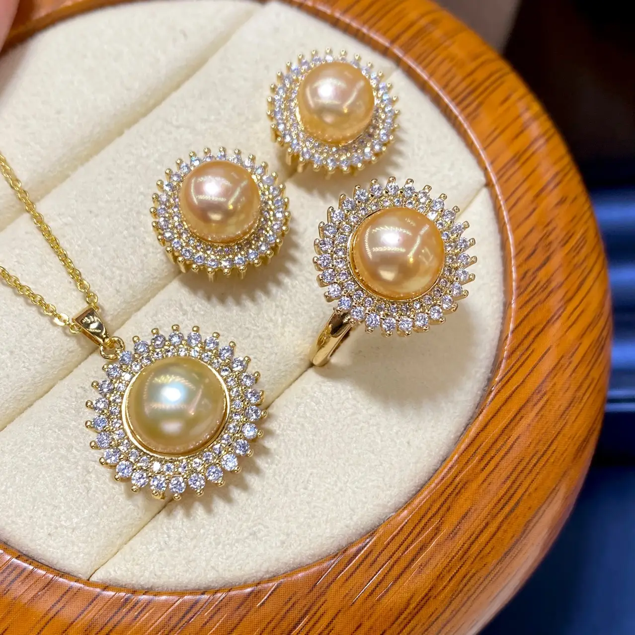 Freshwater Pearl Necklace Earrings Ring Pendant Set Sterling Silver - Image 4