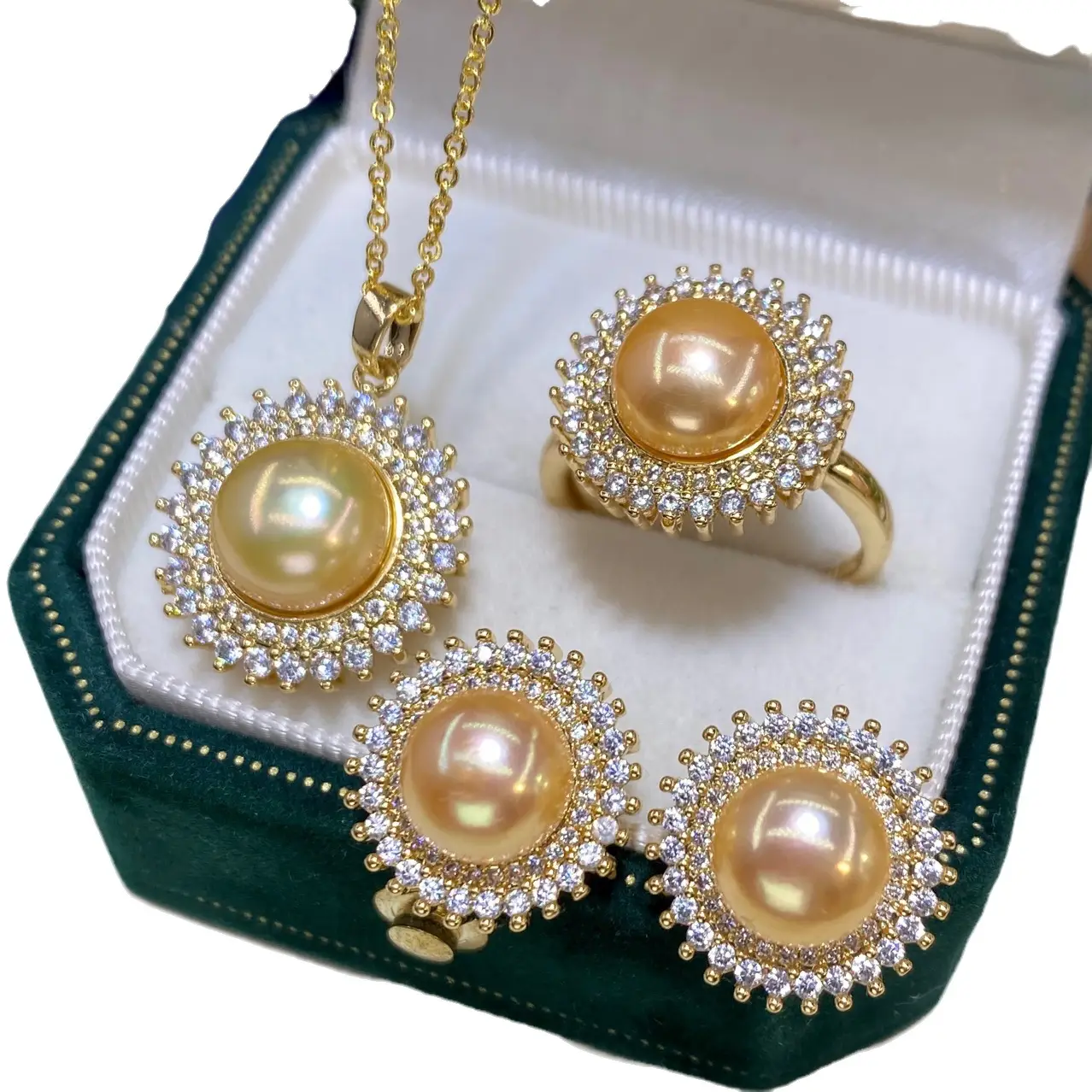 Freshwater Pearl Necklace Earrings Ring Pendant Set Sterling Silver - Image 5