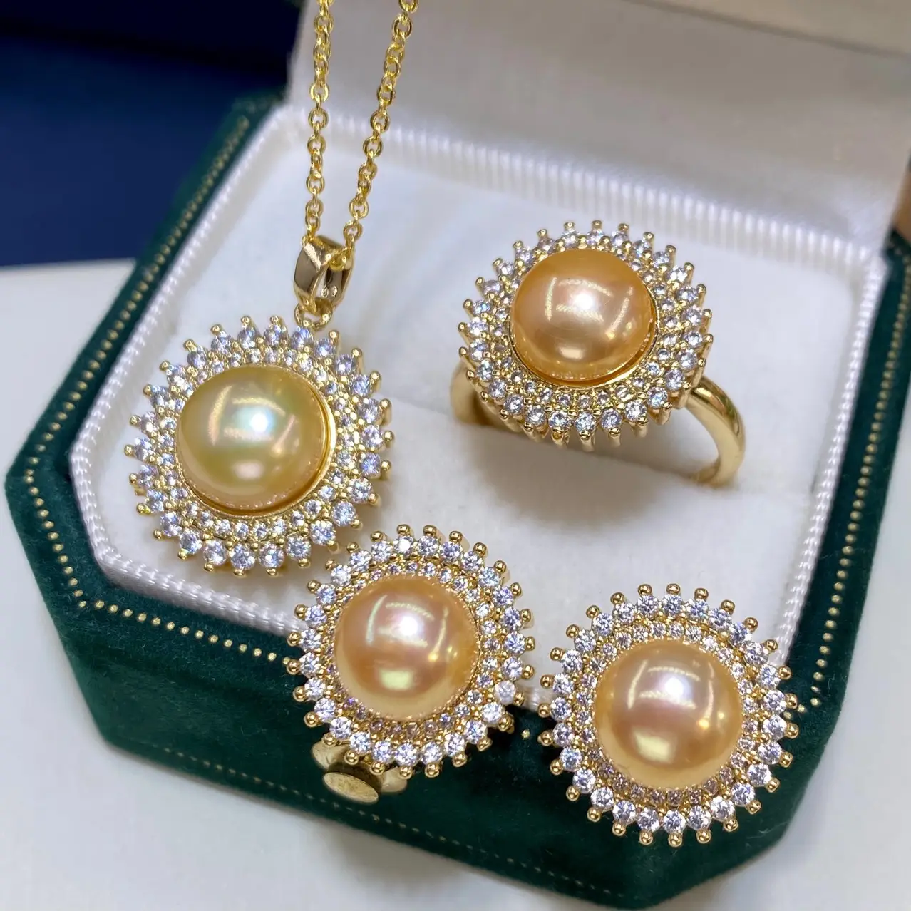Freshwater Pearl Necklace Earrings Ring Pendant Set Sterling Silver — feature 8