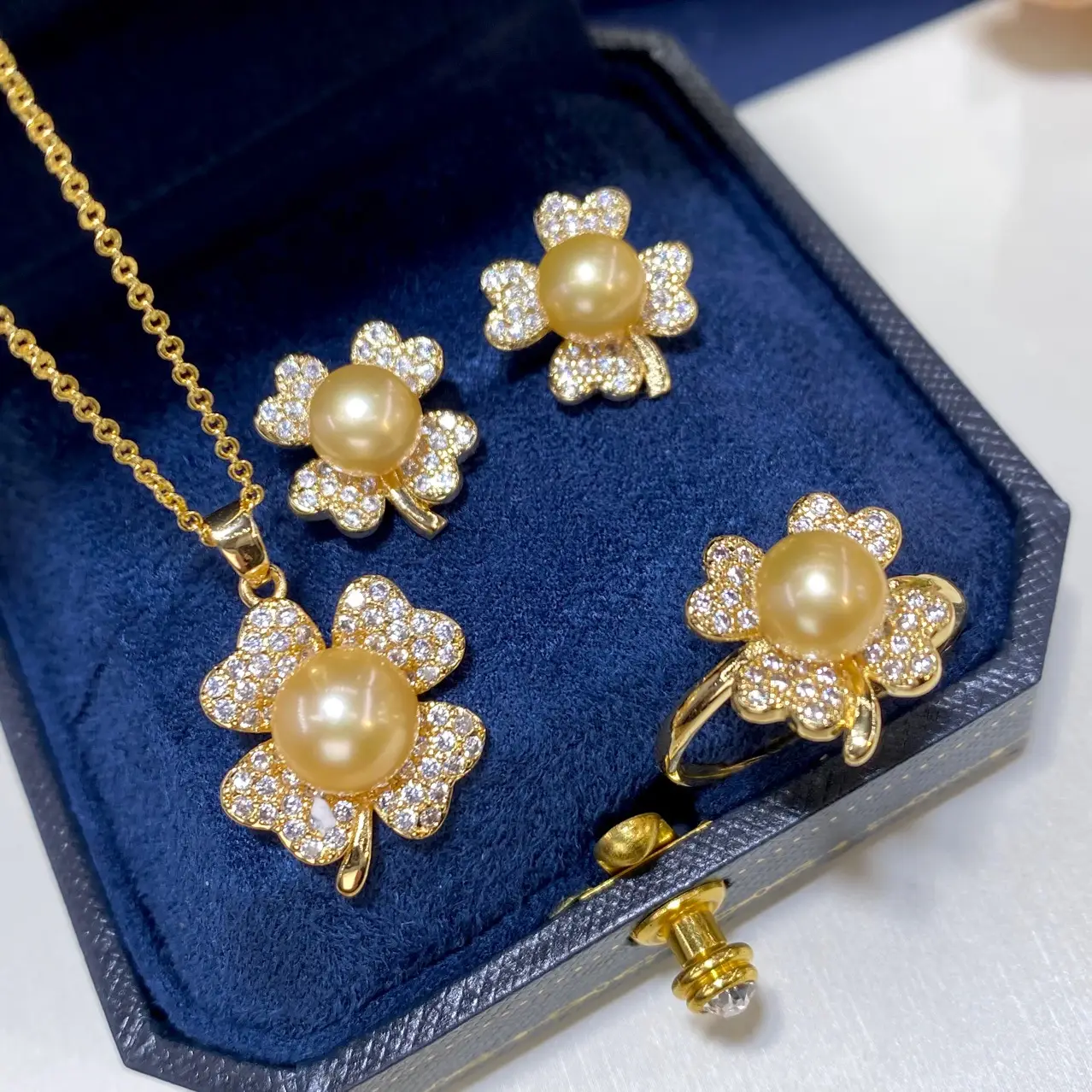 Freshwater Pearl Necklace Set for Women Gold Plated