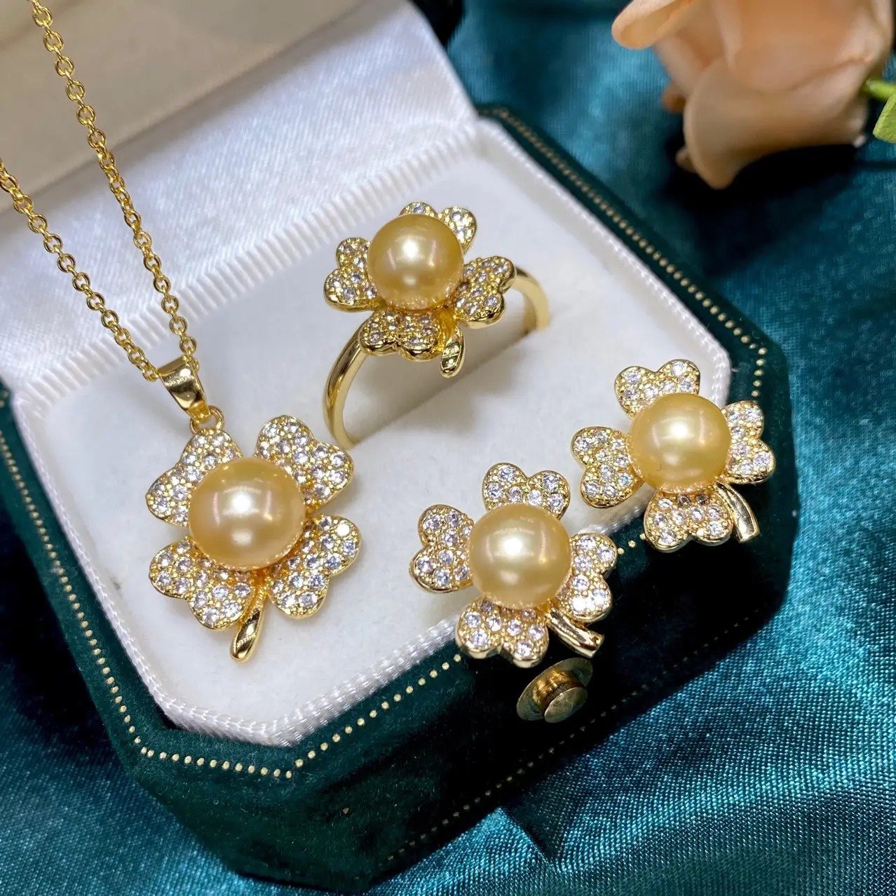 Freshwater Pearl Necklace Set for Women Gold Plated