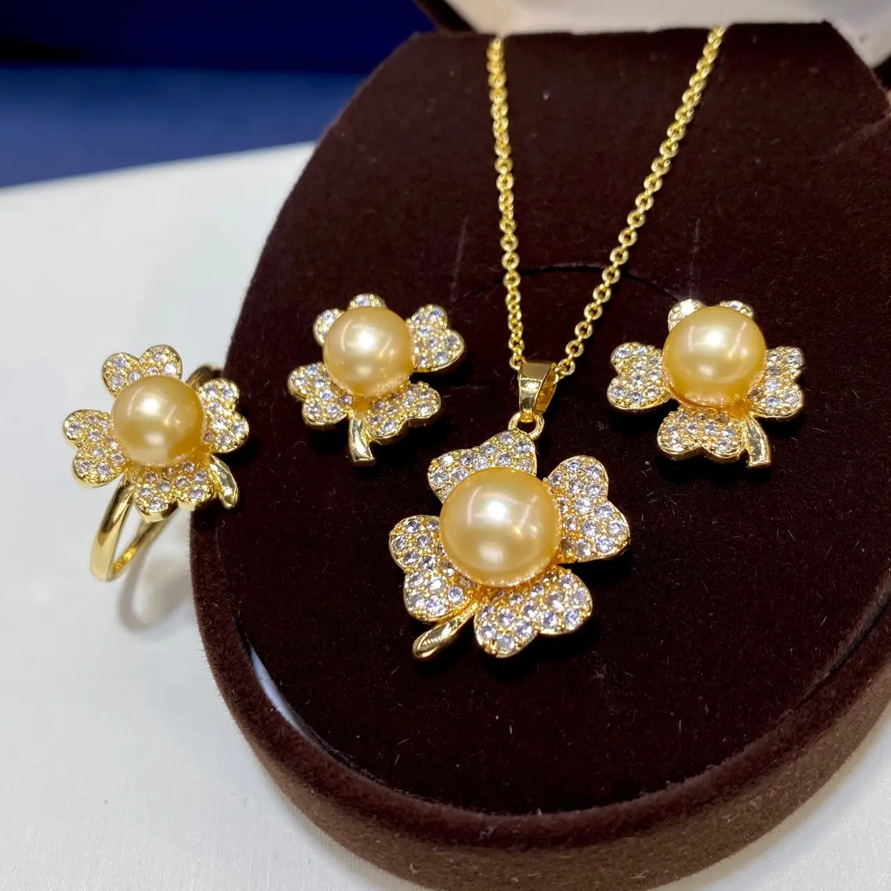 Freshwater Pearl Necklace Set for Women Gold Plated