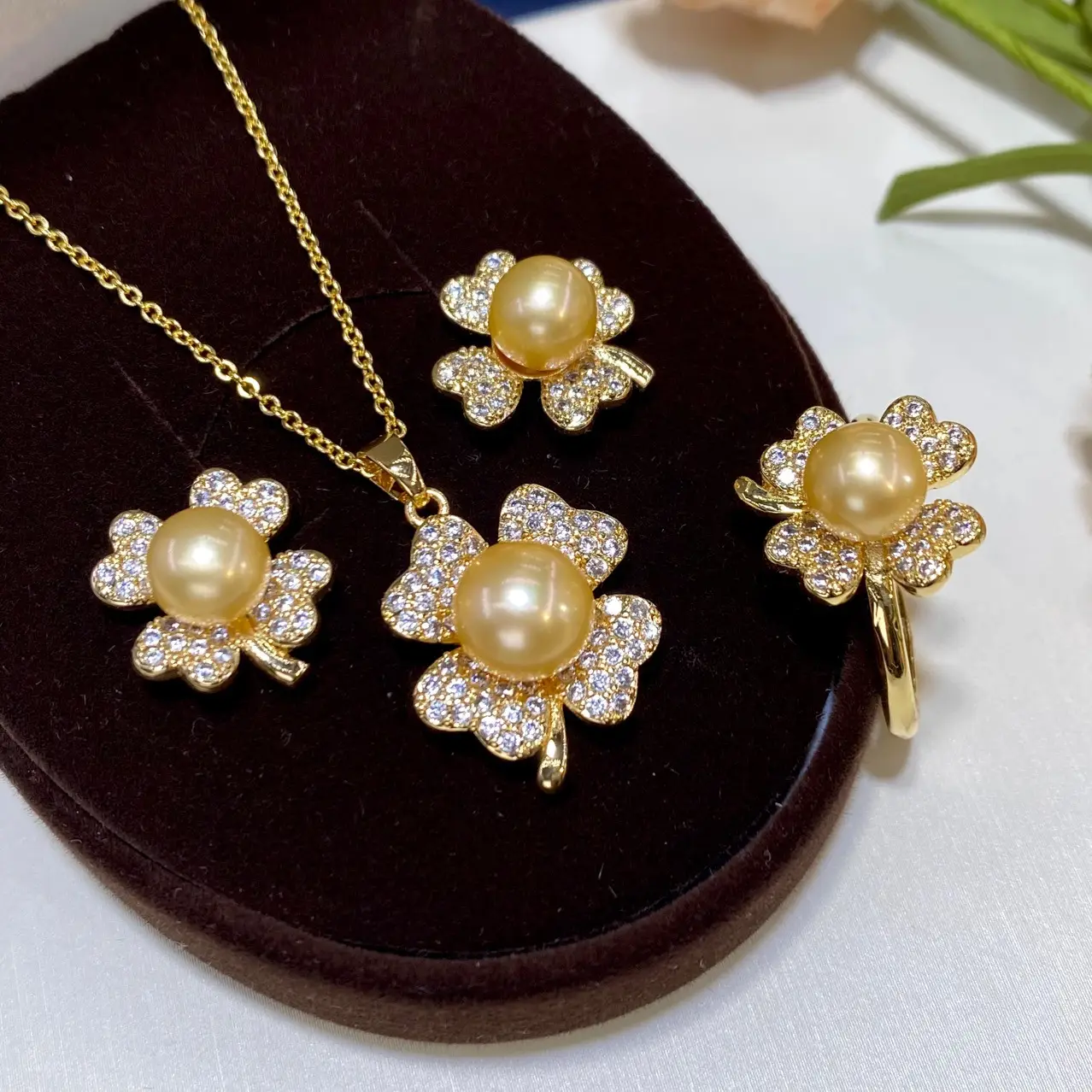 Freshwater Pearl Necklace Set for Women Gold Plated