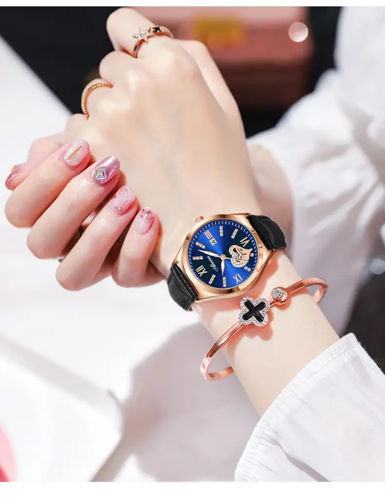 Women's Red Leather Watch with Gold Plated Dial — feature 14