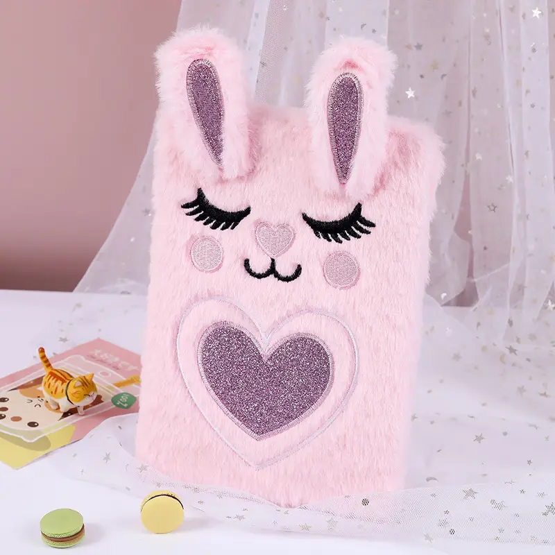 Cute Bunny Plush Book for Girls A5 Business Notebook - Image 3