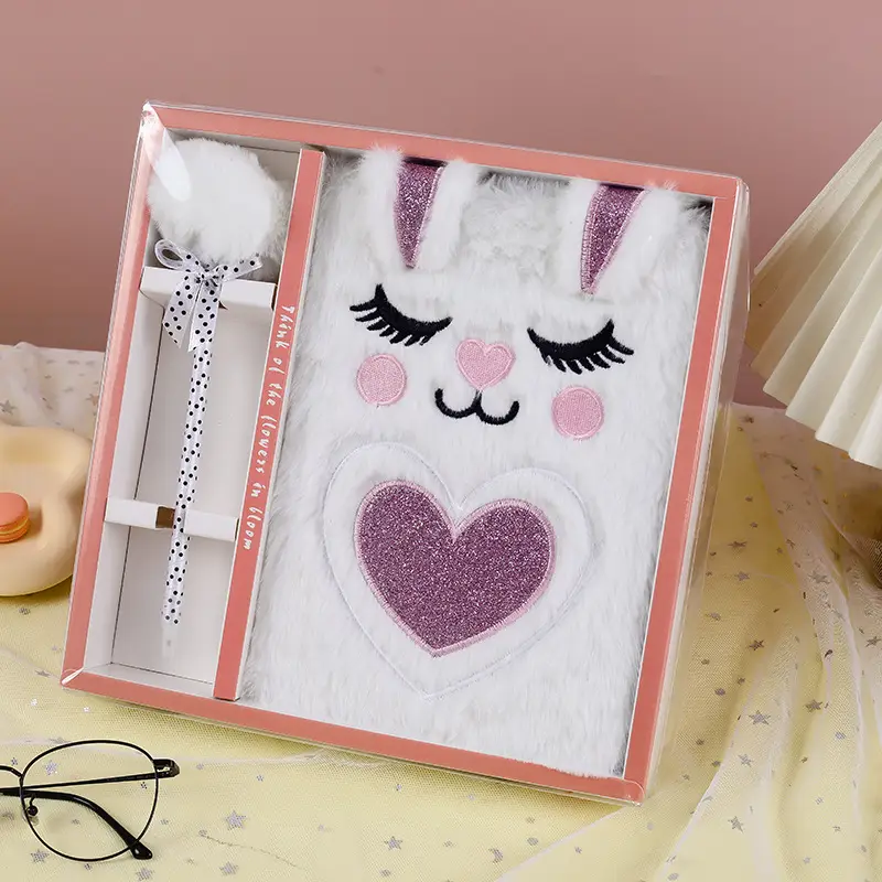 Cute Bunny Plush Book for Girls A5 Business Notebook - Image 4