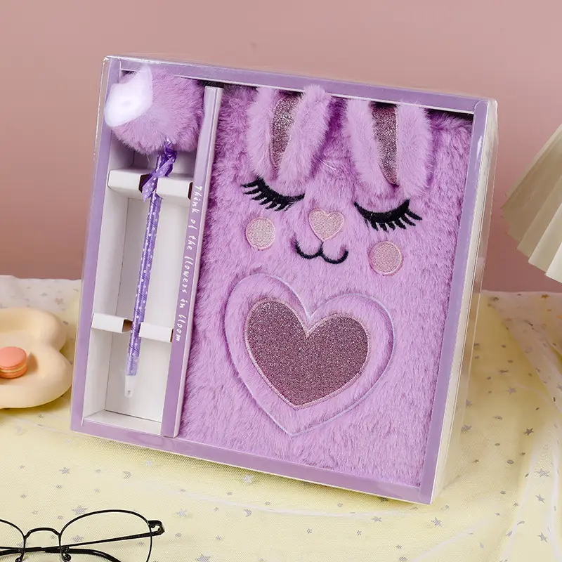 Cute Bunny Plush Book for Girls A5 Business Notebook - Image 5