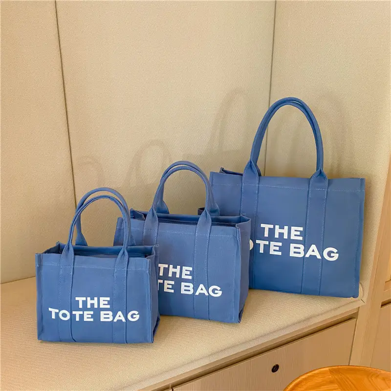 2023 Cross-Border Women's Blue Tote Bag Solid Color - Image 3