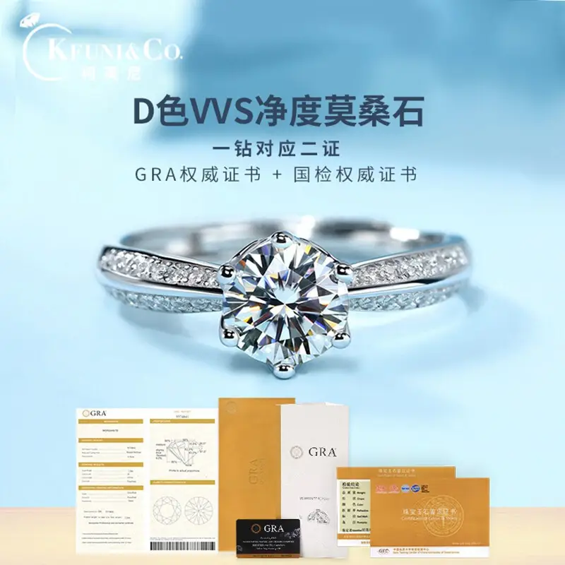 Clearance Silver Half of the Mountain Color American Moissanite Ring - Image 28