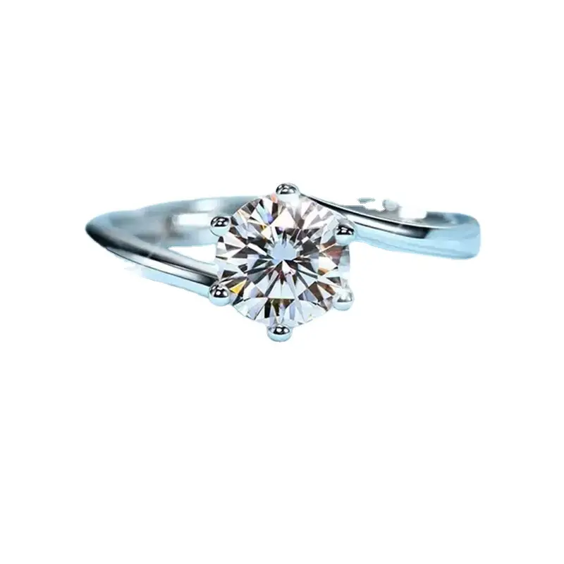 Clearance Silver Half of the Mountain Color American Moissanite Ring - Image 29