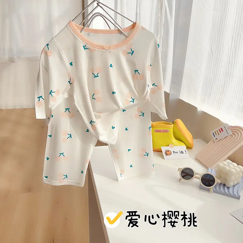 Anmeiya children's summer air conditioning clothing micro-business explosives boys and girls Tencel seven-point sleeve home clothing manufacturers wholesale
