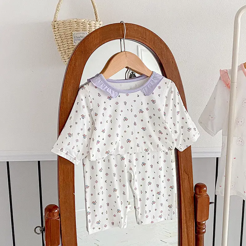 Anmeiya children's summer air conditioning clothing micro-business explosives boys and girls Tencel seven-point sleeve home clothing manufacturers wholesale