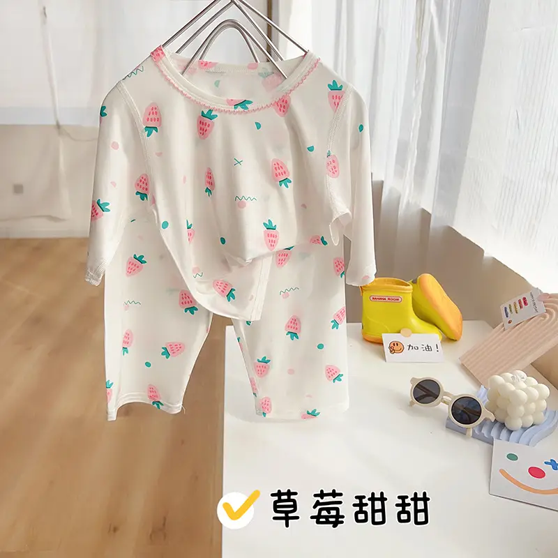 Anmeiya children's summer air conditioning clothing micro-business explosives boys and girls Tencel seven-point sleeve home clothing manufacturers wholesale