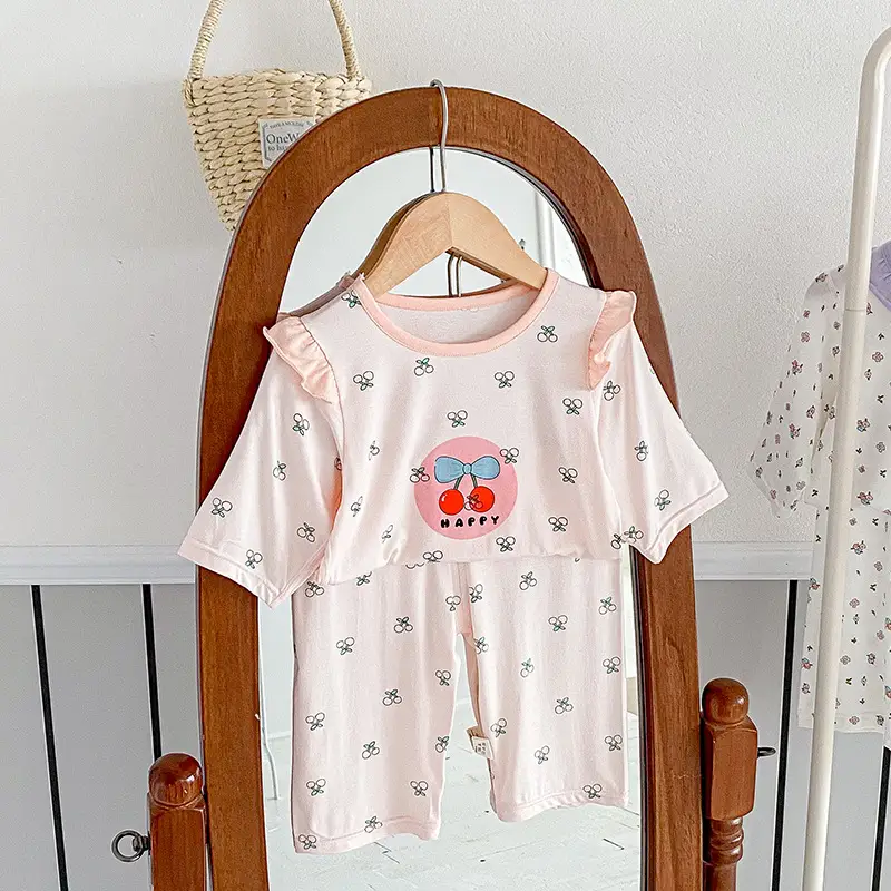 Anmeiya children's summer air conditioning clothing micro-business explosives boys and girls Tencel seven-point sleeve home clothing manufacturers wholesale