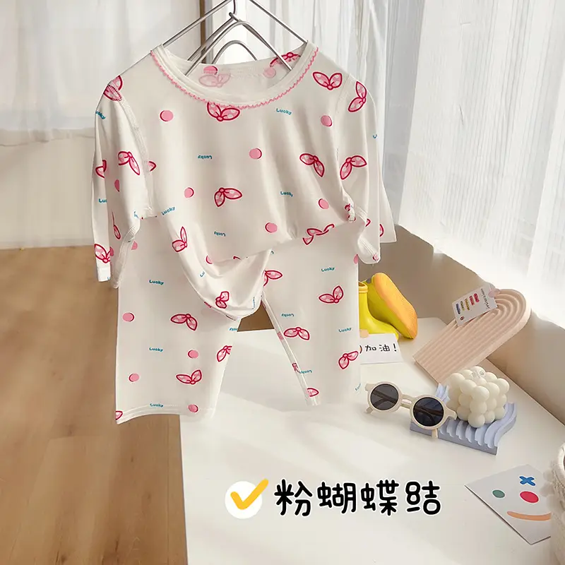Anmeiya children's summer air conditioning clothing micro-business explosives boys and girls Tencel seven-point sleeve home clothing manufacturers wholesale