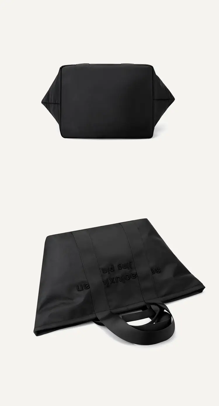Women's Embroidered Nylon Tote Bag Large Capacity Black — feature 10