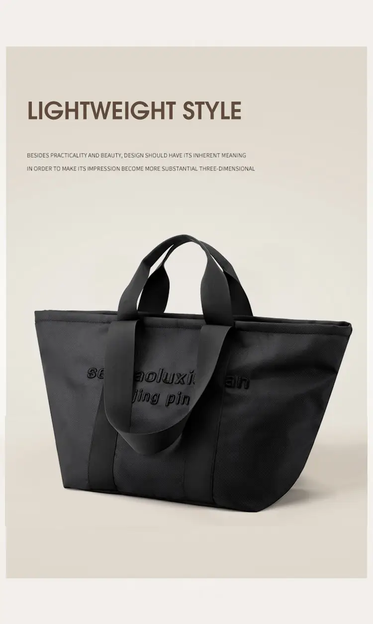 Women's Embroidered Nylon Tote Bag Large Capacity Black — feature 2