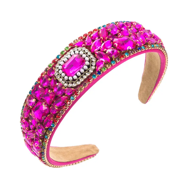 Heavy Diamond Baroque Hairband Green Wide Edge - Image 8