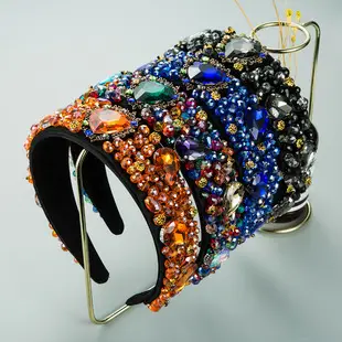 Heavy Diamond Baroque Hairband Green Wide Edge — feature 19