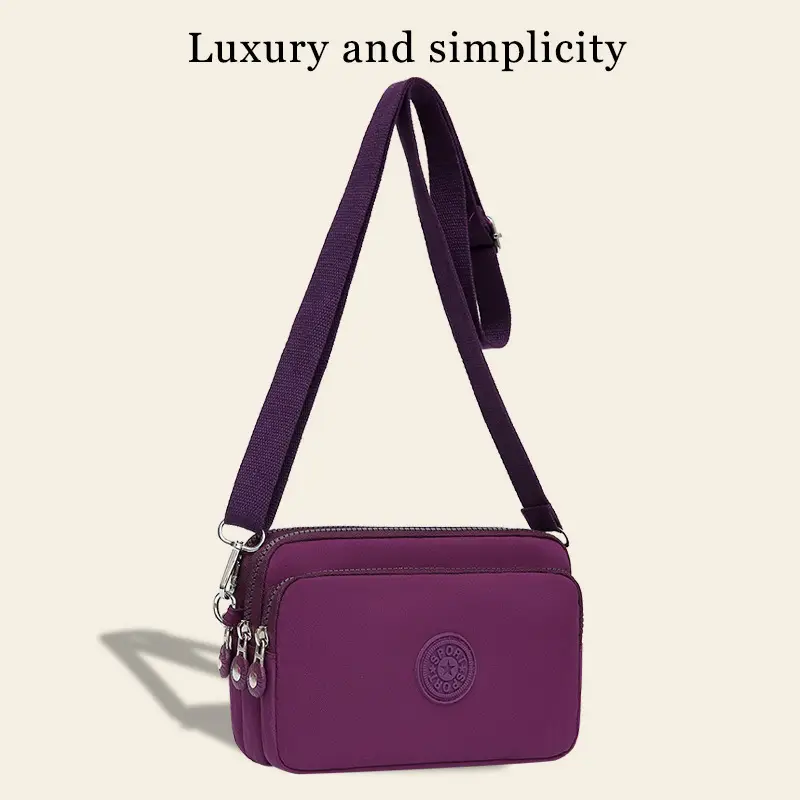 2023 New Oxford Cloth Women's Multi-Layer Shoulder Bag Purple - Image 8