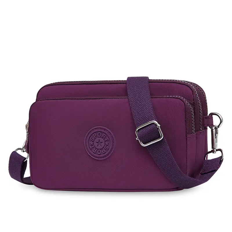 2023 New Oxford Cloth Women's Multi-Layer Shoulder Bag Purple - Image 11