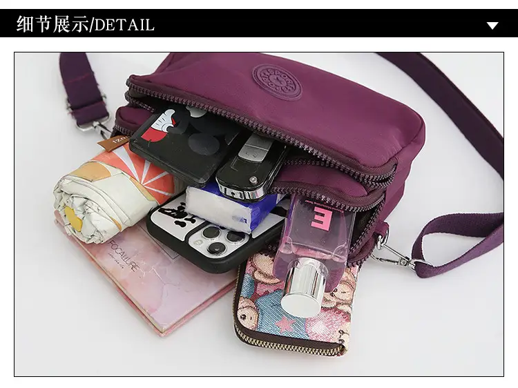 2023 New Oxford Cloth Women's Multi-Layer Shoulder Bag Purple — feature 34