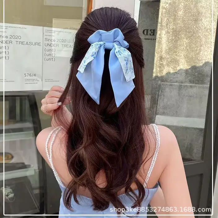 Spring Hair Bow with Floral Ribbon for Women - Image 20