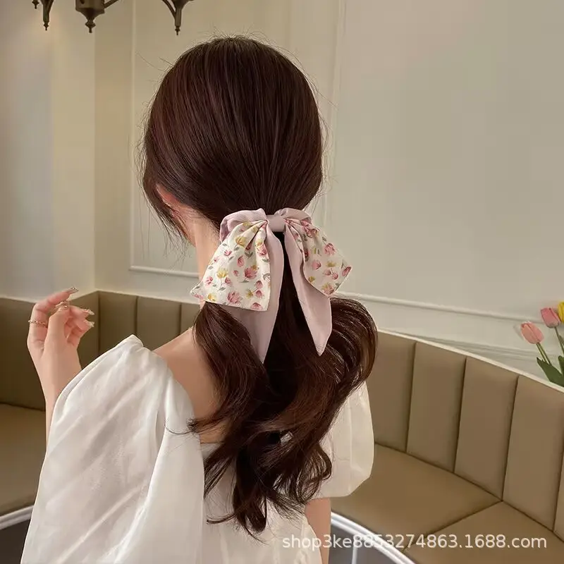 Spring Hair Bow with Floral Ribbon for Women - Image 21