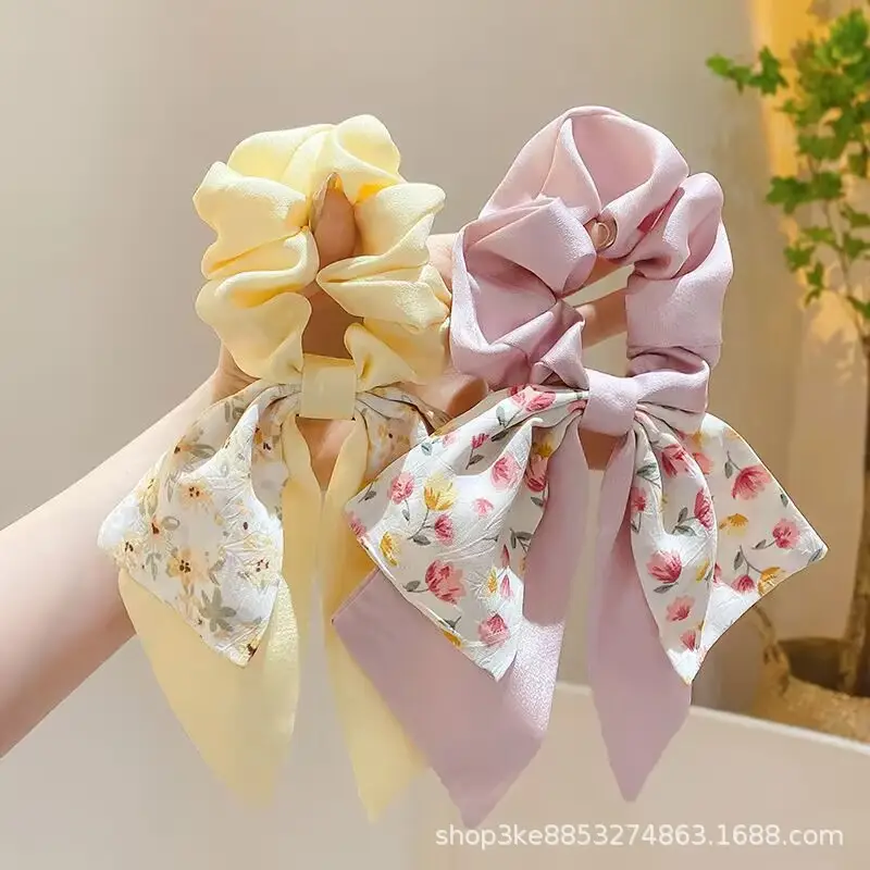 Spring Hair Bow with Floral Ribbon for Women — feature 6