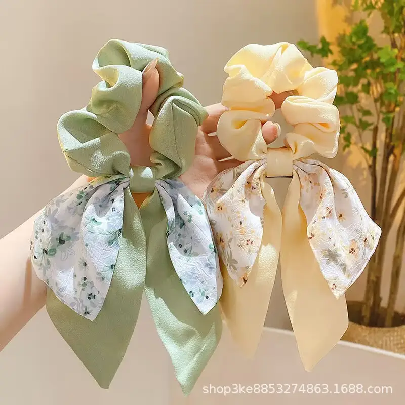 Spring Hair Bow with Floral Ribbon for Women — feature 7
