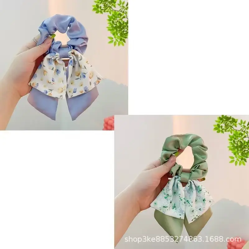 Spring Hair Bow with Floral Ribbon for Women - Image 11
