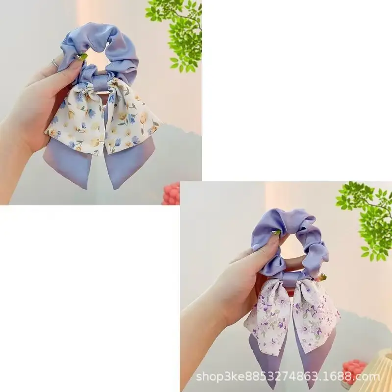Spring Hair Bow with Floral Ribbon for Women - Image 12