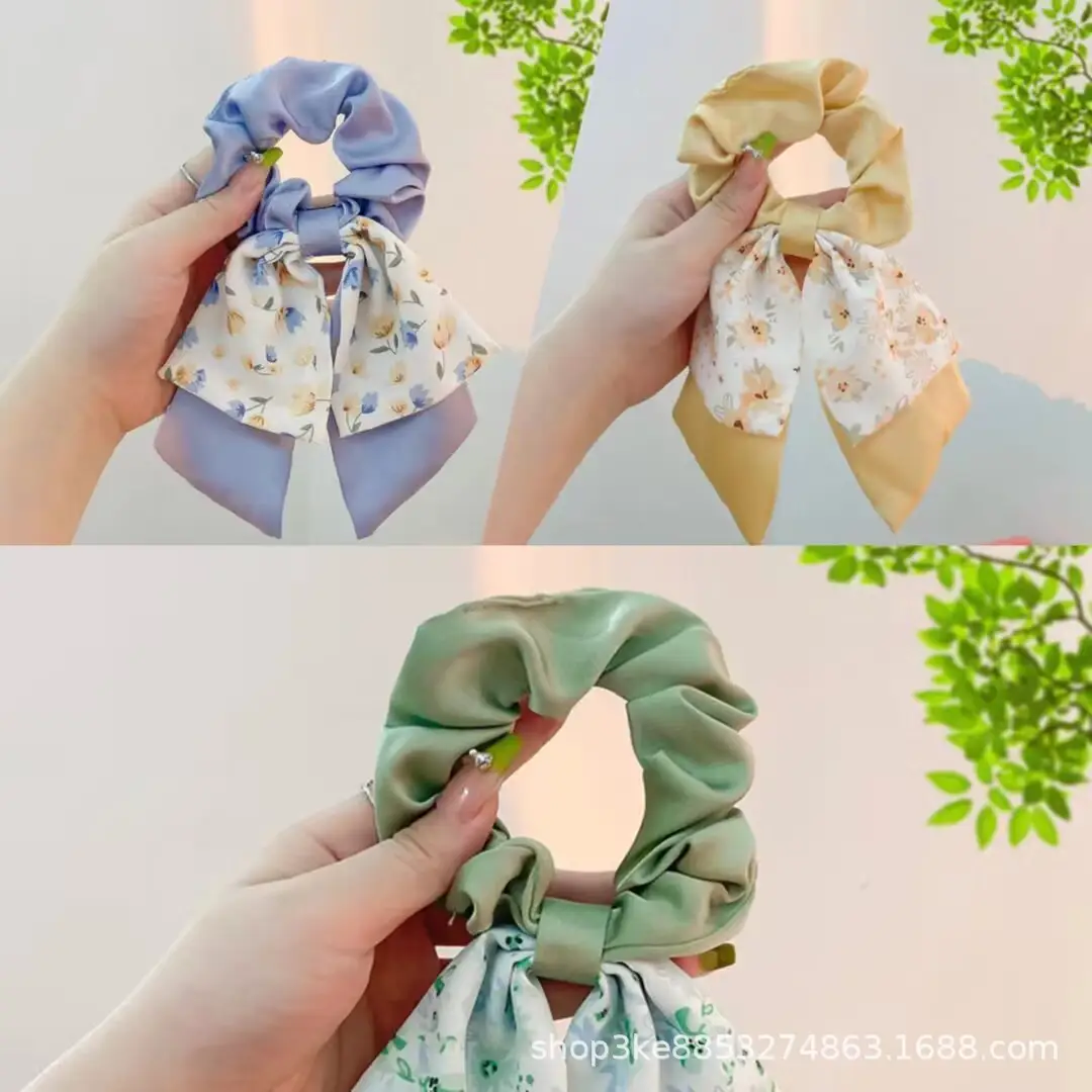 Spring Hair Bow with Floral Ribbon for Women - Image 3