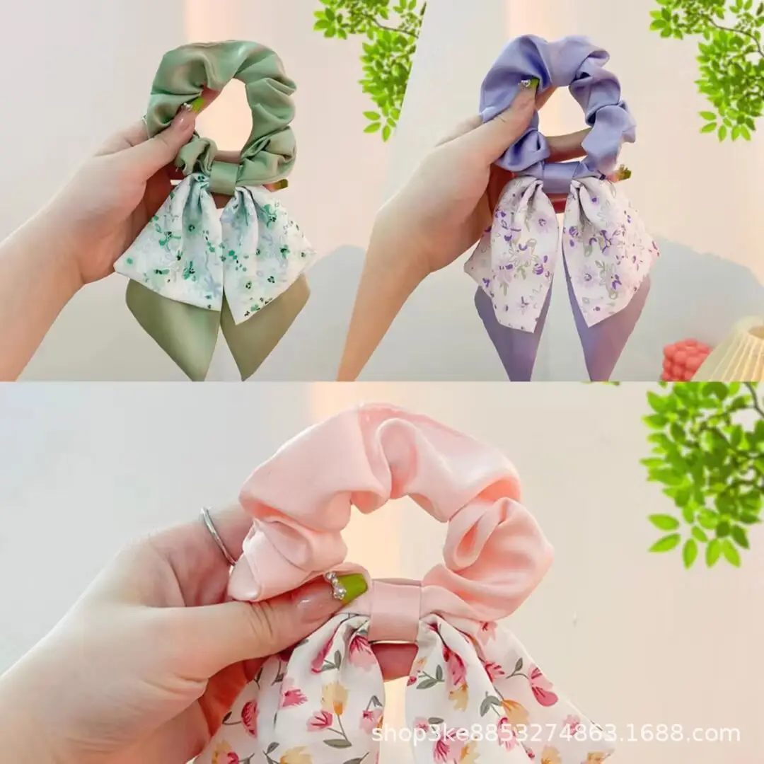 Spring Hair Bow with Floral Ribbon for Women - Image 5